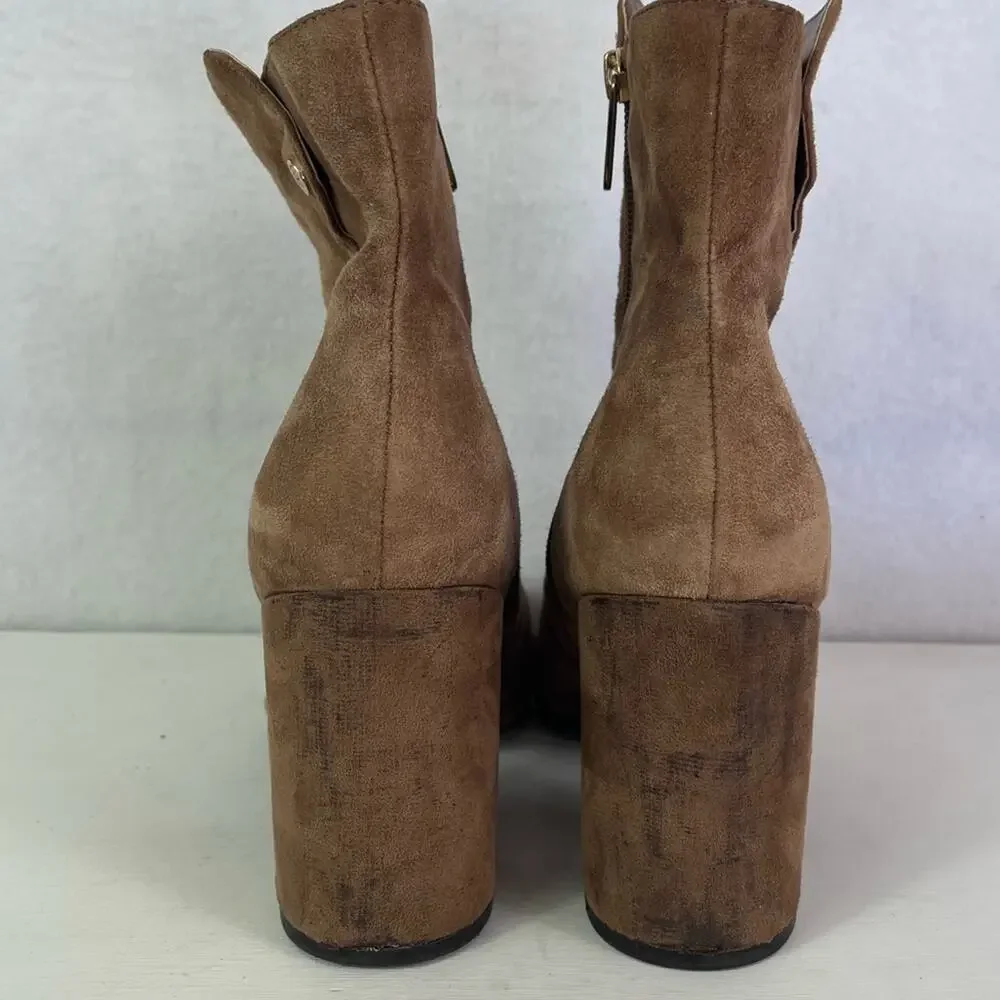 Tommy Hilfiger Boots Womens 8M Brown TWNATALAI Ankle Suede Leather